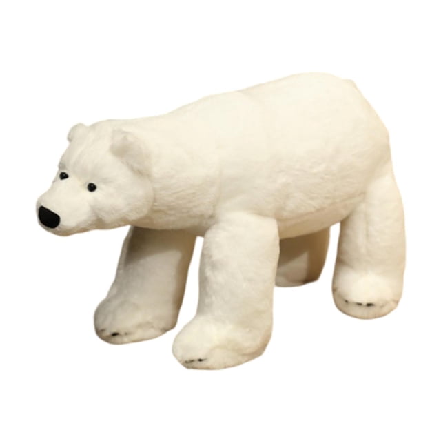 Peluche realista de oso polar, cómodo cojín decorativo para dormitorio. Medio