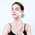 thumbnail image 2 of Cepillo de limpieza facial manual, cepillo facial 2 en 1 para el cuidado de la piel, depurador facial de silicona, cepillo de lavado de cara doble manual, masaje (azul), 2 of 5