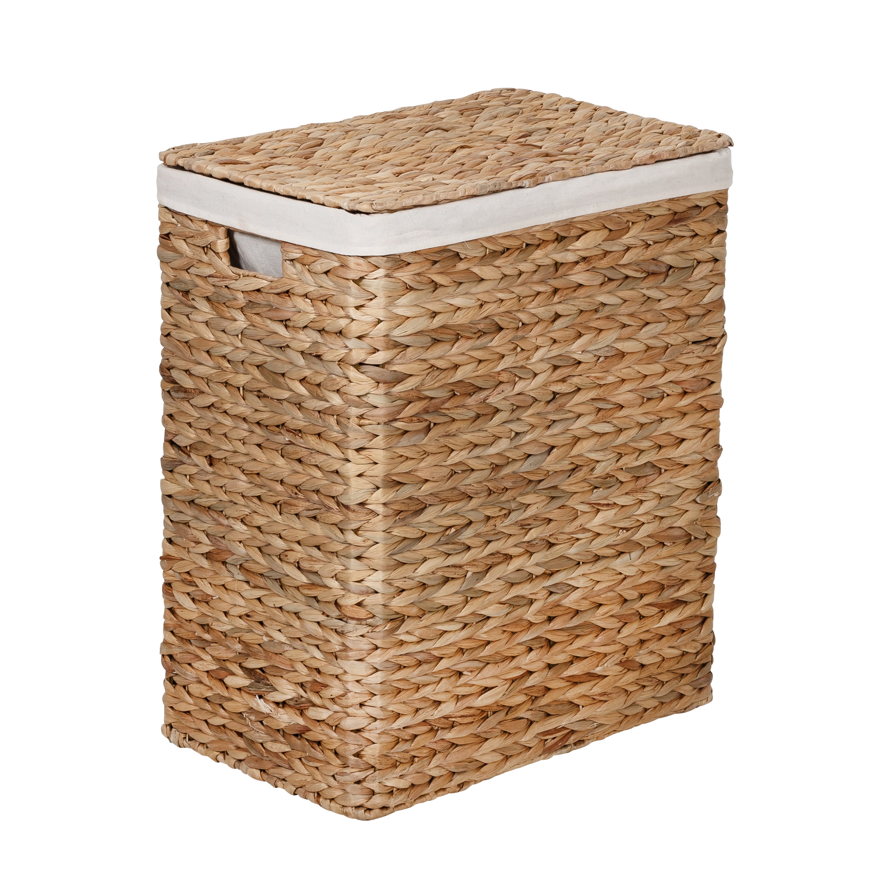 Honey-Can-Do Water Hyacinth Wicker Laundry Hamper and Bath Storage Basket Set of 7, Natural/White