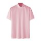 thumbnail image 5 of Camiseta de manga corta con cuello alto de punto para hombre - Diseño plisado de color liso, poliéster, informal/casual, lavable a máquina, 5 of 5