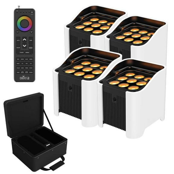 Chauvet DJ Freedom Par Q9 X4 Complete Up-Lighting Kit with White Sleeves & Handheld Remote Package