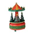 thumbnail image 3 of Carousel Music Box Rotating Carousel Christmas Tree Design Festive Wind Up Mechanism for Holiday Tabletop Display, 3 of 9