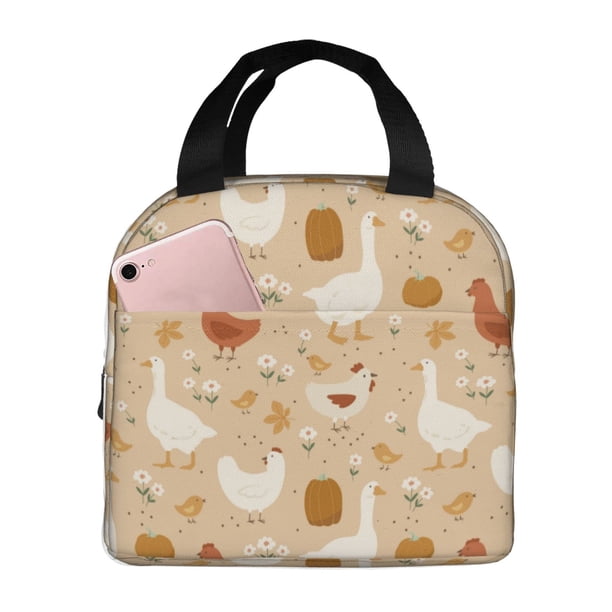 Easygdp Autumn and Thanksgiving Bolsa Térmica Premium - Tela Oxford Impermeable, Gran Capacidad, Bolsillo Frontal, Unisex para Trabajo, Escuela, Actividades al Aire Libre y Picnics