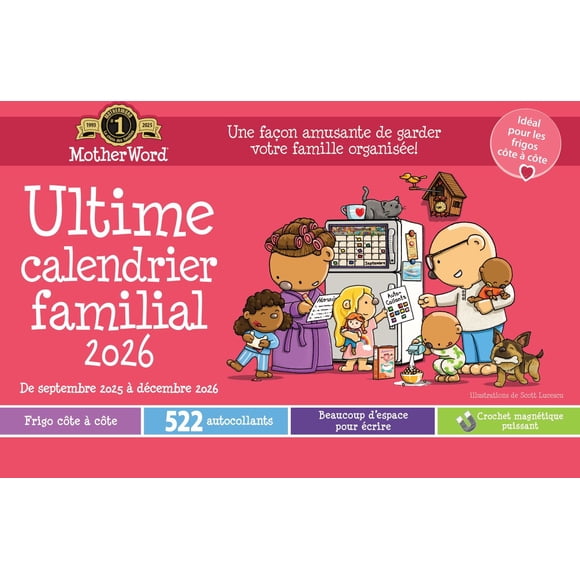2026 Motherword Magnetic Fridge/Wall Calendar (Side by Side Version) - French