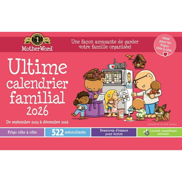 2026 Motherword Magnetic Fridge/Wall Calendar (Side by Side Version) - French
