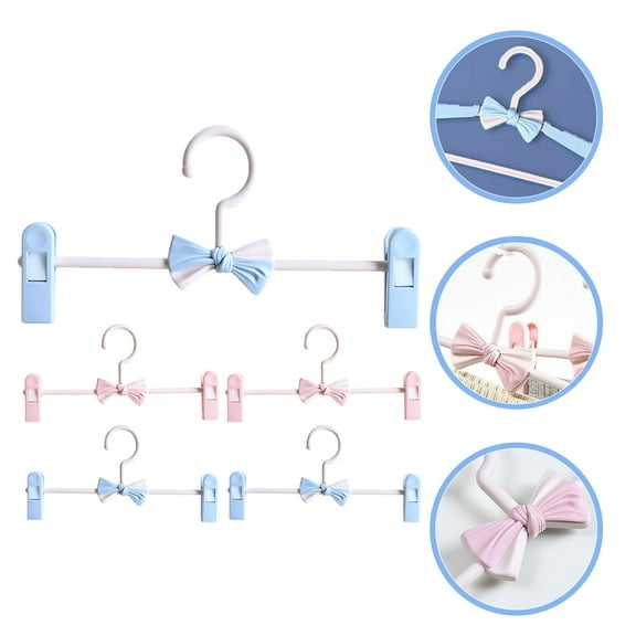 IBASETOY 5Pcs Space Saving Pant Hangers Plastic Clothes Hangers with Clips for Children