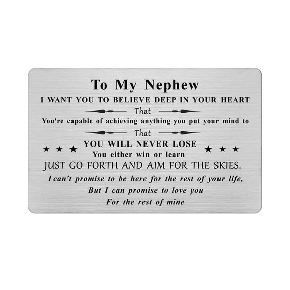 FALOGIJE To My Nephew Birthday Wallet Card, Nephew Gifts from Aunt, Inspirational Graduation Gift for Nephew