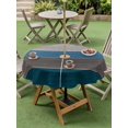 thumbnail image 4 of Outdoor Tablecloth with Umbrella Hole for Patio/Picnic/Party/Camping, Teal Blue Ombre Waterproof Table Cloth Round Cover Washable, Retro Farmhouse Gradient Wood (Dia 54"), 4 of 8