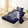 thumbnail image 2 of Castle Fairy 3D Metallic Letter A Soccer Print Twin Sheets 3pcs, Futuristic Sports Graphic Bedding, Silver Black Blue,1 Fitted Sheet, 1 Flat Sheet and 1 Pillowcase, 2 of 6