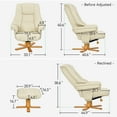 thumbnail image 6 of Dextrus Recliner Chair w/ Ottoman,Swivel PU Leather Lounge Accent Armchair with Wood Base for Living Room Bedroom Home Office, 6 of 9