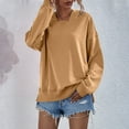 thumbnail image 2 of IROINNID Polyester Long Sleeve T Shirt for Women Daily Solid Color Hoodie Sweatshirts Tops Blouse Hooded Loose Sweatshirt,Yellow, 2 of 9