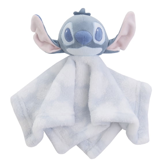 Disney Stitch Plush Security Blanket for Infants, Unisex, Blue and White