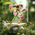 thumbnail image 6 of Frog Garden Decor Outdoor Statue - Big Eyed Frogs Ground Plug, Cute Frog Pond/Yard Statues Outside Decoration, 2D Acrylic, Home, Lawn, Patio, Resin Animal Ornament, Women/Gardening Gift(Pink Clothing), 6 of 6