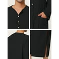 thumbnail image 5 of Unique Bargains Men's Nightshirt Cotton Sleep Shirt Side Split Long Nightgown 2XL Black, 5 of 5