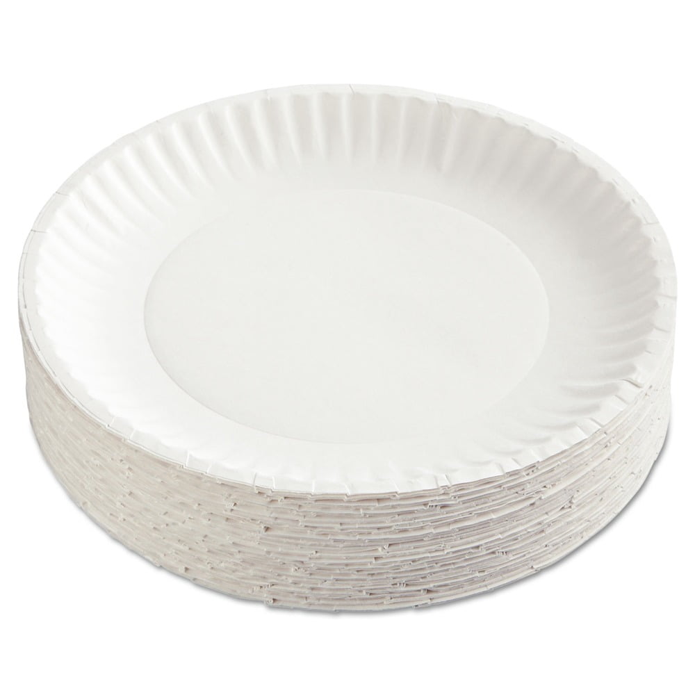 12 PACKS : AJM AJMPP9GRA Green Label Paper Plates, Microwavable, 9" Diameter.