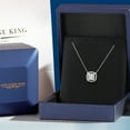 thumbnail image 5 of Gem Stone King 10K White Gold Moissanite and White Lab Grown Diamond Pendant Necklace for Women | 1.21 Cttw | Gemstone Birthstone | Cushion 6MM | With 18 inch Chain, 5 of 6