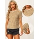 thumbnail image 2 of Blusa de fiesta de manga corta con lentejuelas de terciopelo Allegra K Albaricoque XS, 2 of 6