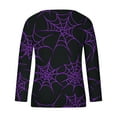 thumbnail image 5 of Censtreet Womens Long Sleeve T Shirts Halloween Print Henley Tops Ladies Graphic Tees Casual V Neck Loose Fit Blouse, 5 of 5