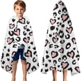 thumbnail image 3 of Pink and Black Of Leopard Print Hooded Bath Towel，60"x35" for Ages 3 To 12 Kids, Quick Dry Lightweight Soft Microfiber Hood Beach Towel Cover Up for Kids, 3 of 7