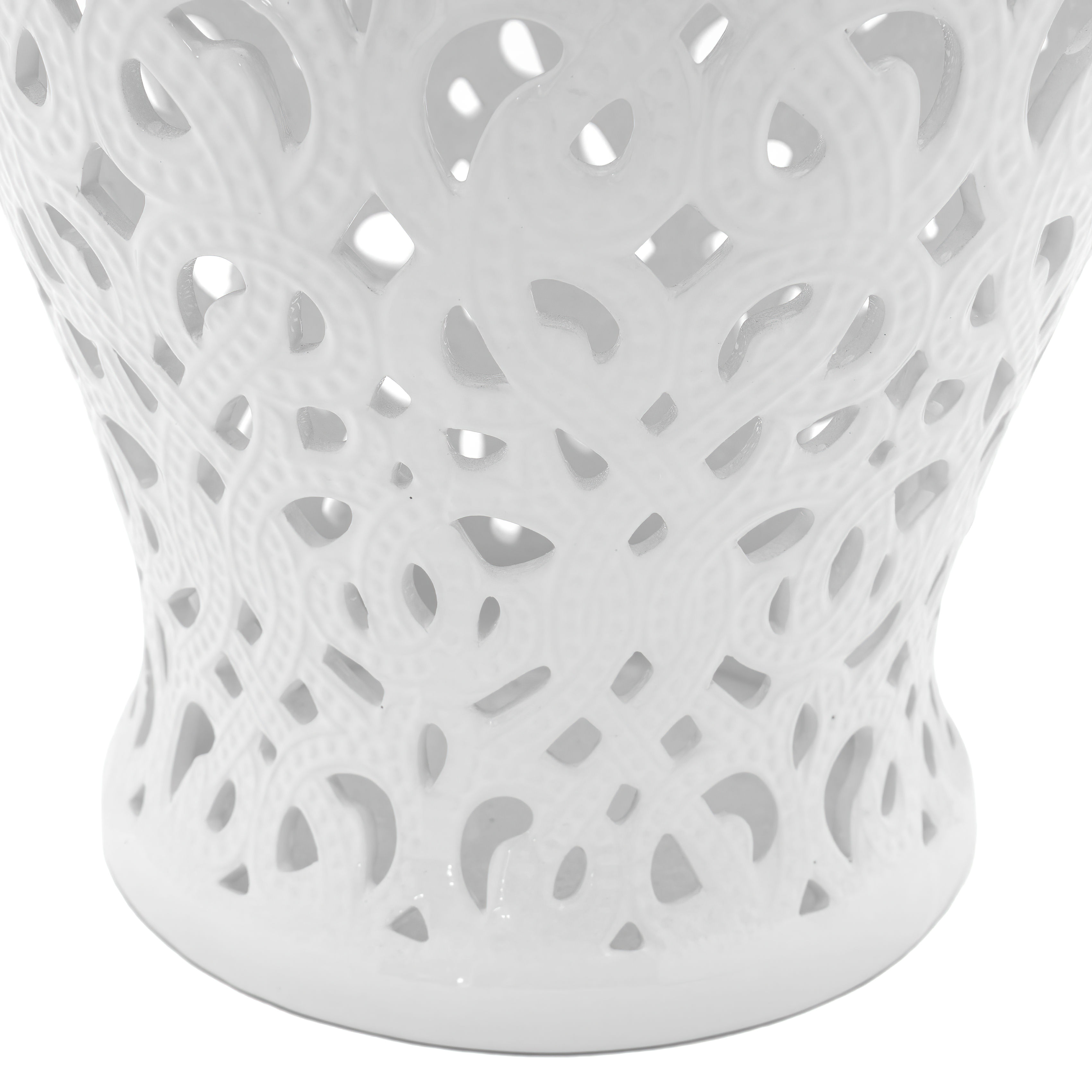 Red Lantern 24" Spiral Lattice Temple Jar - White