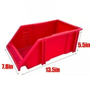 Red 2-Pack Garage Storage Tool Bins - Stackable Plastic Organizer for Hardware Tools & Workshop Parts Storage (13.5 x 7.8 x 5.5 Inch)