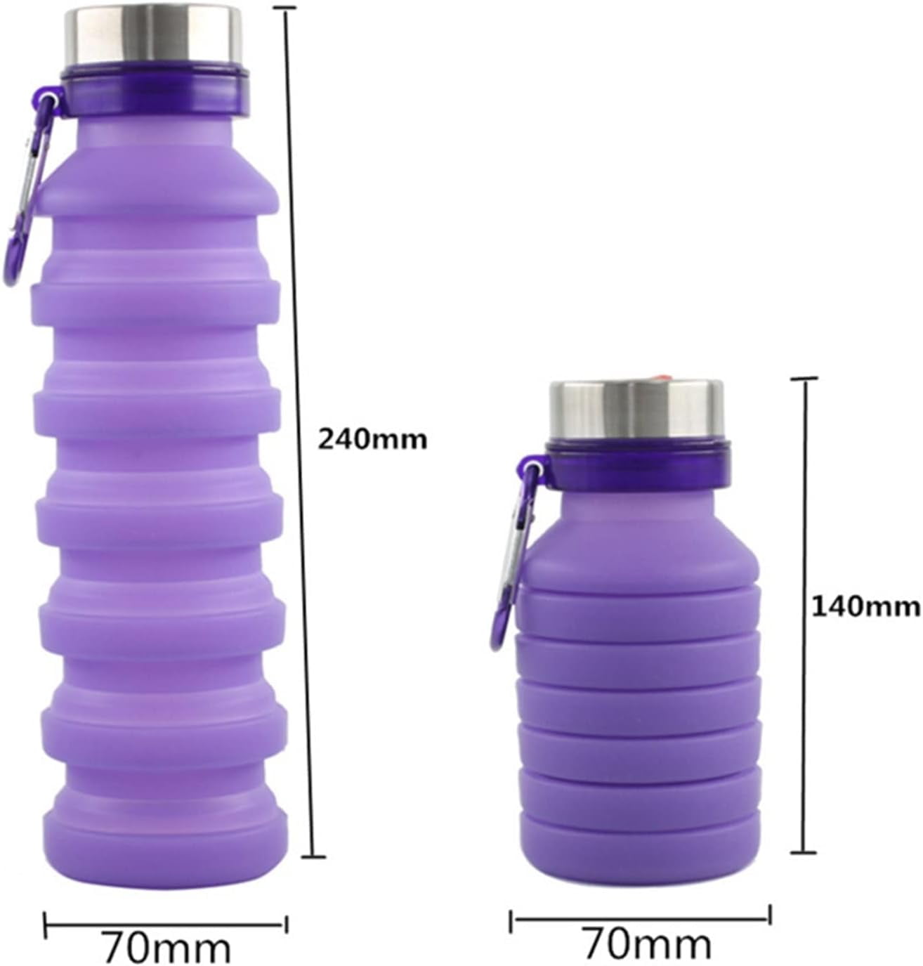RKXQT Drinking Glasses Silicone Collapsible Water Bottles Travel Folding Portable Kettle My Foldable Drink Bottle (Color : Black)