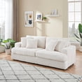 thumbnail image 4 of 79.3nch Corduroy Sofa with 4 80-Inch Oversize Sofa, Corduroy Deep Seat Couch with 4 Throw Pillows and Square Armrests, Modern Loveseat Sofa for Living Room Apartment Lounge, White, 4 of 8