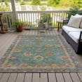thumbnail image 3 of HomeRoots 630118 5 x 8 ft. Teal, Blue & Gold Floral Washable Traditional Indoor & Outdoor Rectangle Area Rug, 3 of 9