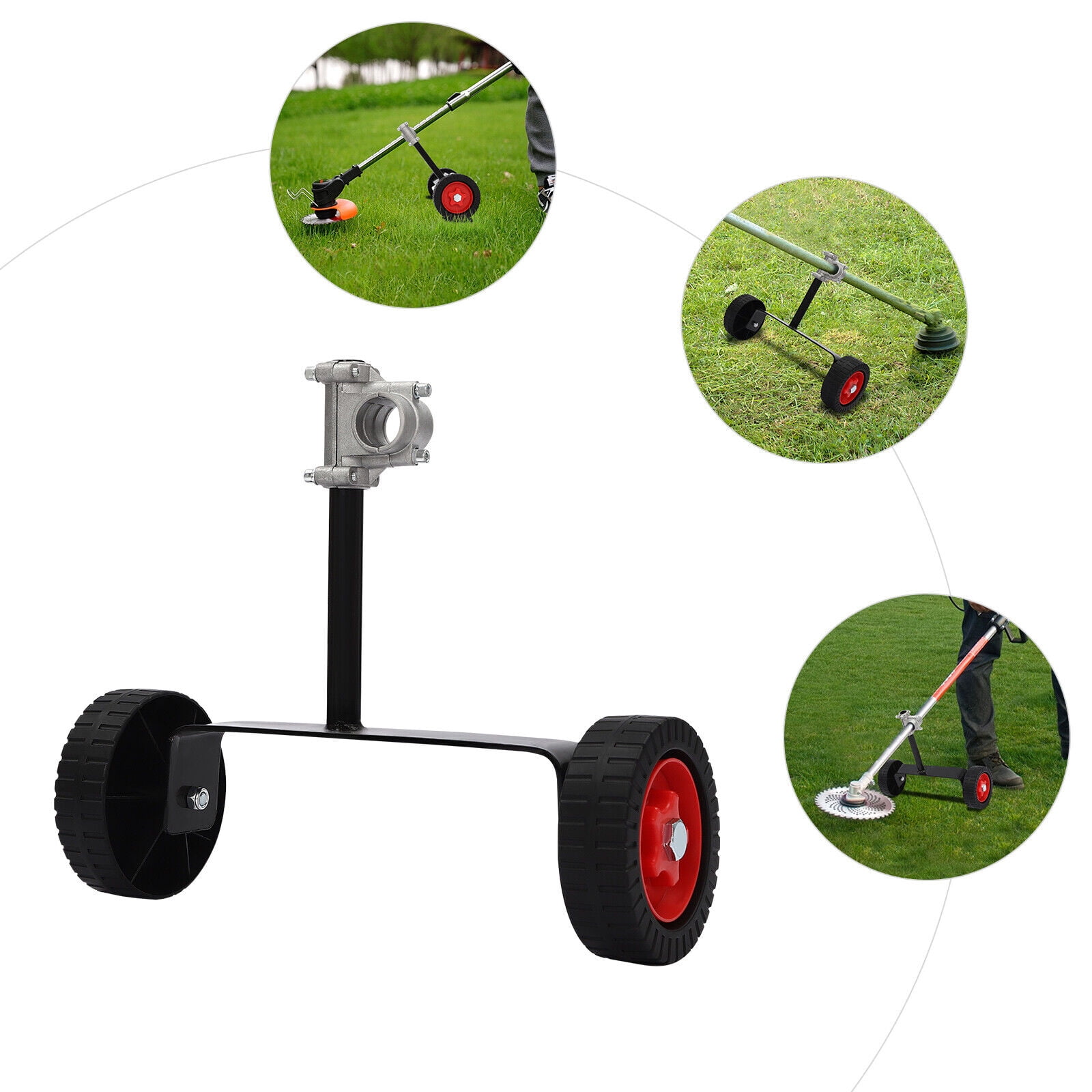 ToppiJoy Universal Adjustable Support Wheel, Adjustable String Trimmer Support Wheel Walk Behind Auxiliary Attachment for Weed Trimmer Gas String Trimmer Petrol/Electric Brushcutter Strimmer