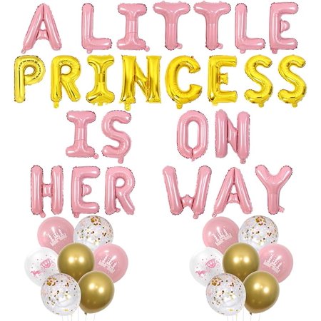 Our Little Princess is Turning One Decor Balloon Banner Princess First Birthday Decor for Girl Pink Number 1 Balloon Fairy Castle 1st Birthday Set for Baby Girl (Baby Shower)