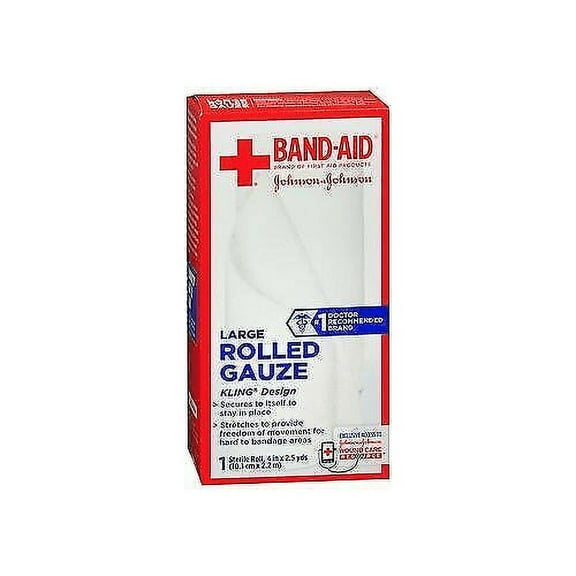 Johnson & Johnson Hospital Red Cross First Aid Rolled Gauze 4in, 2-Pack
