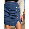 thumbnail image 6 of Cupshe Women's Blue Front Button Notched Hem Mini Skirt, 6 of 6