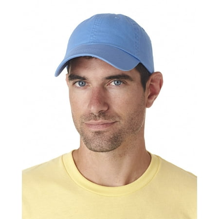 Unconstructed Cotton Twill Sandwich Cap - UltraClub 8102 Adult Classic Cut Chino Cotton Twill Unconstructed Cap - Light Blue - One Size