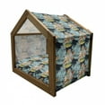 thumbnail image 2 of Paisley Pet House, Unusual Oriental Leaf Floral Like Motifs with Peacocks on Image Print, Outdoor & Indoor Portable Dog Kennel with Pillow and Cover, 5 Sizes, Blue and Orange, by Ambesonne, 2 of 5
