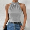 thumbnail image 5 of Fewfanhot Womens Tops Sequin Halter Tops Sparkly Dressy Tank Tops Party Vest Glitter Sleeveless Shirt, 5 of 9