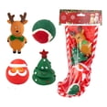 thumbnail image 6 of 5Pcs Christmas Small Dog Toys Set-Xmas Holiday Squeaky Dog Toy Ball and Rope Dogs Toy Set -Funny Interactive Puppy Chew Toys with Christmas Tree Santa Claus and Reindeer Designs, 6 of 9