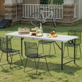 thumbnail image 1 of DEXTRUS Table Pliante Blanche 6 Pieds, Table Extérieure avec Surface HDPP Durable, Table Rectangulaire Pliable avec Poignée de Transport Pratique pour Pique-Niques, Réunions, Aventures en Plein Air et Fonctions Intérieures, 1 of 10