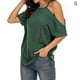 thumbnail image 1 of Camiseta de mujer Blusa de manga corta con hombros descubiertos de verano Top suelto, Verde, S Inevent AP001354-06, 1 of 5