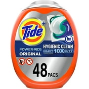Tide Hygienic Clean Heavy 10X Duty Power Pods Laundry Detergent Soap Pods, Original, 48 Count, For Visible And Invisible Dirt (Packaging May Vary)