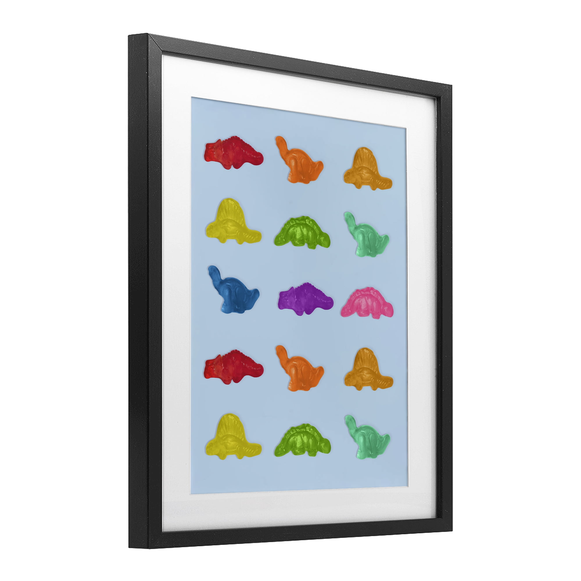 Stupell Industries Colorful Dinosaur Candies Black Framed Print Under Glass, design by LISH Creative