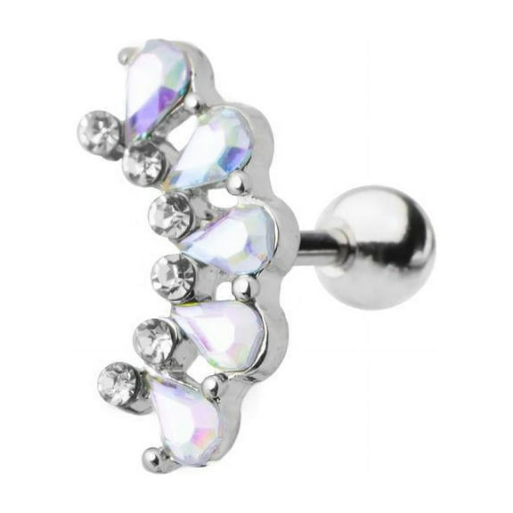 Cartilage Ear Barbell Tragus Daith Rook - Gem Cluster - 16ga 316L Surgical Steel