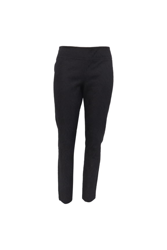 Pre-Owned Diane Von Furstenberg Lace Detailed Slim-Fit Trousers in Black Cotton