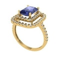 thumbnail image 2 of 2.62 ctw with Simulated Diamond Halo Accents Anniversary Ring for Women | Emerald Cut Simulated Tanzanite | Hyperallergenic Solid 14K Yellow Gold, 2 of 5