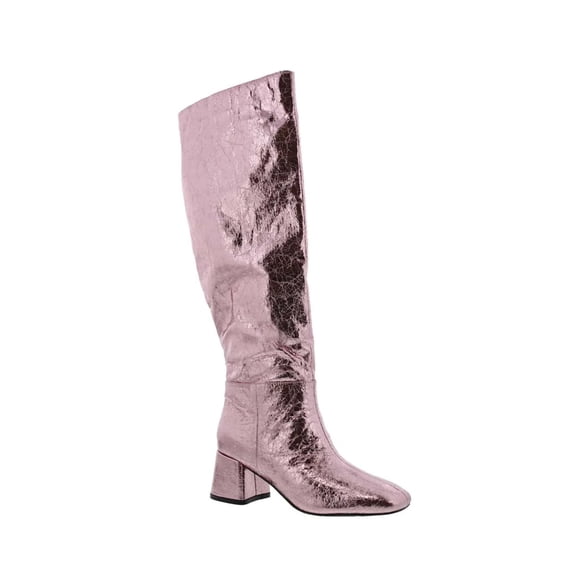 Bellini Remi Women Knee High Boots In Pink Metallic Crinkle