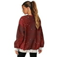 thumbnail image 6 of SCRAWLGOD Christmas Snowman Bell Cane Holly Print Red Womens Sweatshirts Polyester Crewneck Tops Long Sleeve Loose Fit Lightweight Fall Winter Drop Shoulder Casual Pullover with Pockets, S, 6 of 7