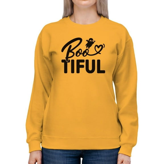 Bootiful. Cute Ghost And Heart Sweatshirt Women -Image by Shutterstock, Female XX-Large