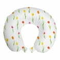 thumbnail image 1 of Watercolor Flower Travel Pillow Neck Rest, Colorful Tulips Pattern Country Style Floral Design Watercolor Effect Art, Memory Foam Traveling Accessory Airplane and Car, 12", Multicolor, by Ambesonne, 1 of 2