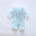 thumbnail image 3 of Aayomet Winter Jumpsuit For Baby Boy Baby Girls Knit Striped Polka Dot Romper Cute Strap Sleeveless Jumpsuit Bodysuit,Light Blue 0-3 Months, 3 of 5