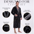 thumbnail image 4 of U2SKIIN Mens Fleece Robe, Plush Collar Shawl Bathrobe for Men Long Flannel Robes（Black/Dark Grey, Large-X-Large）, 4 of 6