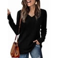 thumbnail image 1 of Blusas de Larga para Mujer, Camisetas con Cuello en V, Suéteres Tipo Túnica Ligeros, Moda Negro XL, 1 of 9